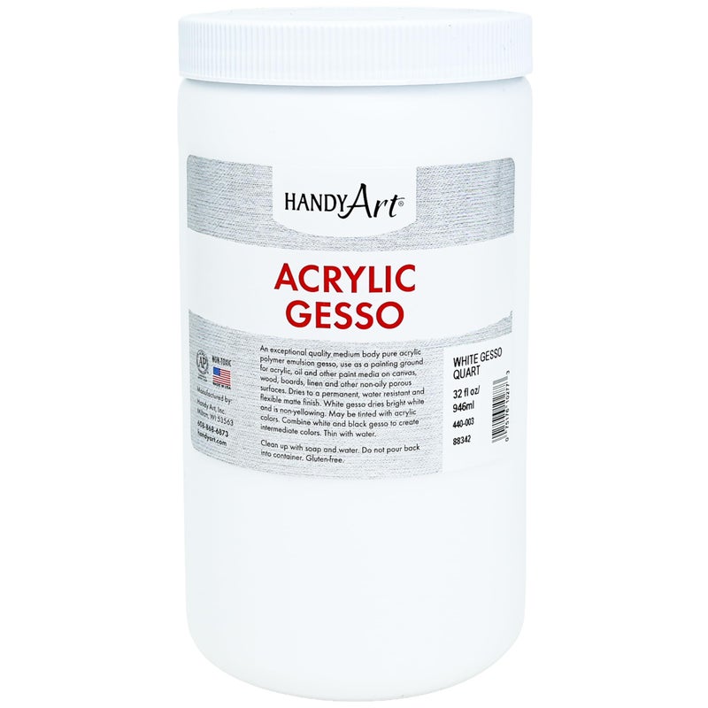 Handy Art 440-003 Medium Student Acrylic Paint, 32 oz., Gesso White - Image 1